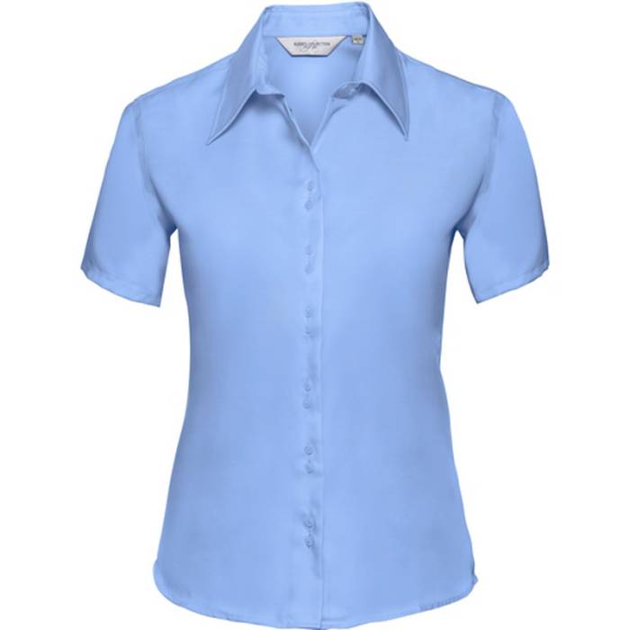 Russell Non-iron ladies blouse short-sleeve - Bright Sky<br><small>EA-JZ957F.12.3</small>