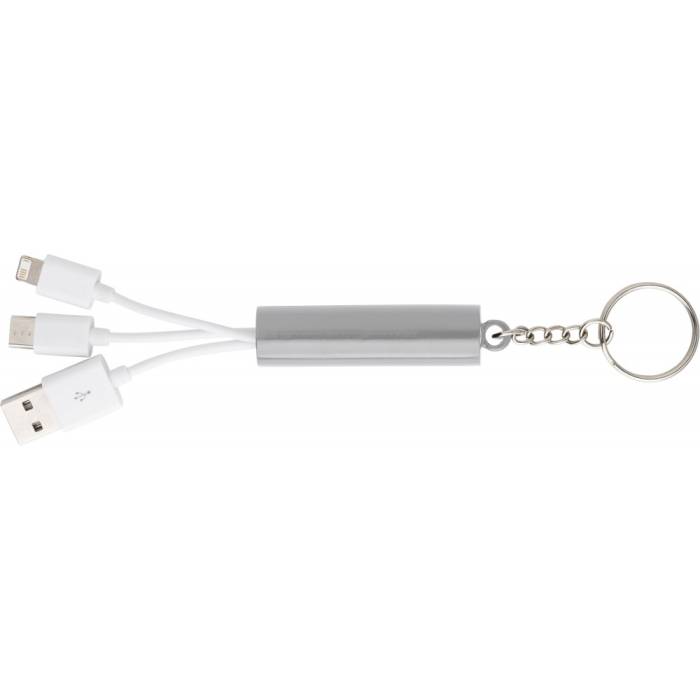 3in1 töltőkábel és kulcstartó, ezüst - ezüst<br><small>GO-9105-32</small>