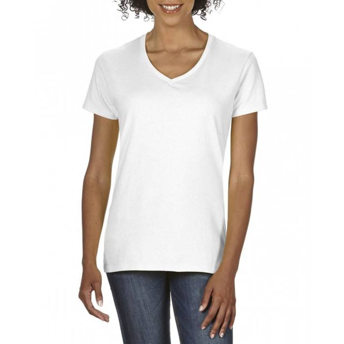 Gildan Premium női V-nyakú póló, White, S