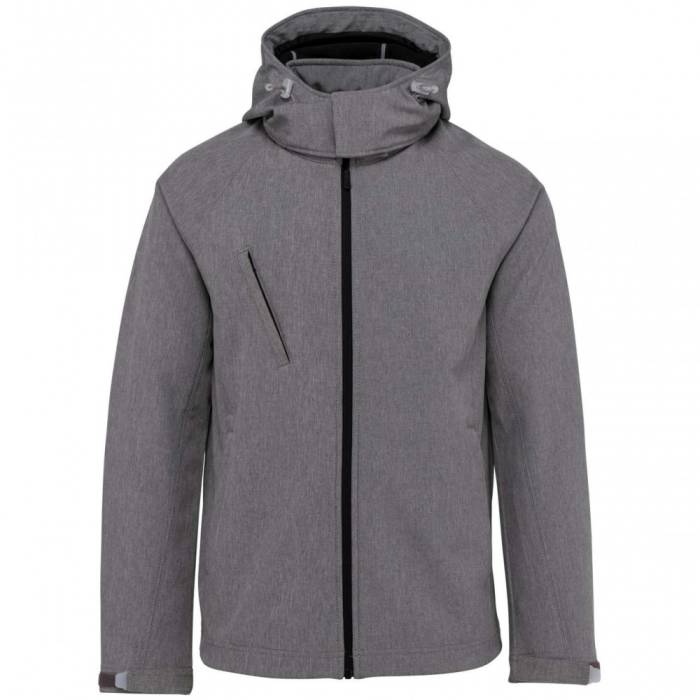Kariban férfi kapucnis softshell dzseki, Marl Grey, XL - Marl Grey<br><small>GO-KA413MGR-4</small>