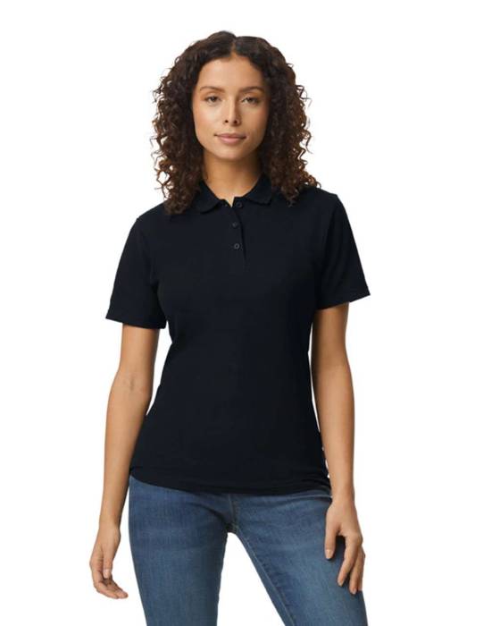 SOFTSTYLE® LADIES` DOUBLE PIQUÉ POLO WITH 3 COLOUR-MATCHED - Black, #25282A...<br><small>UT-gil64800-b3bl-m</small>