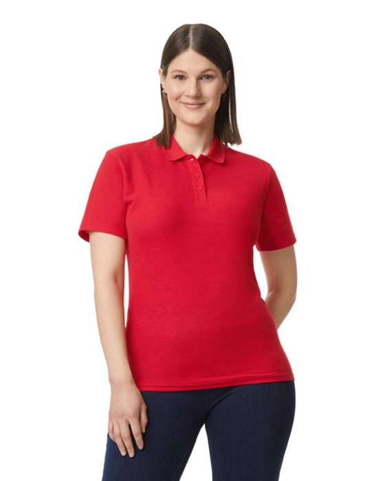 SOFTSTYLE® LADIES` DOUBLE PIQUÉ POLO WITH 3 COLOUR-MATCHED - Red, #B1302A...<br><small>UT-gil64800-b3re-2xl</small>