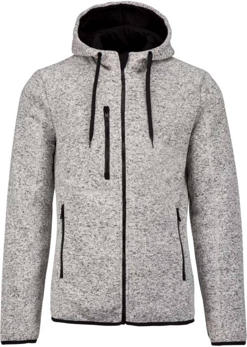 MEN`S HEATHER HOODED JACKET - Light Grey Mélange, #A49E96<br><small>UT-pa365lgme-3xl</small>