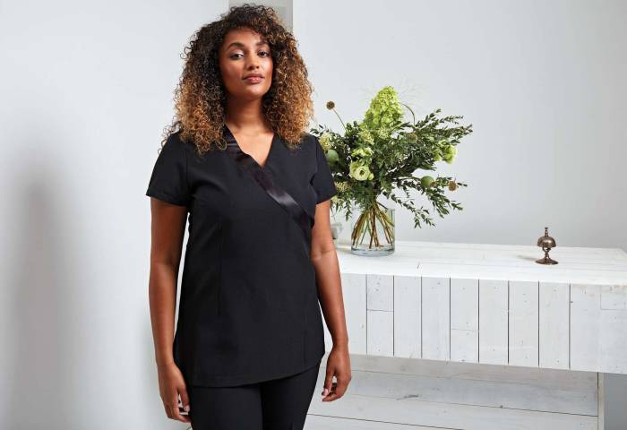 ‘ROSE’ BEAUTY AND SPA TUNIC - Black, #000000<br><small>UT-pr690bl-4xl</small>