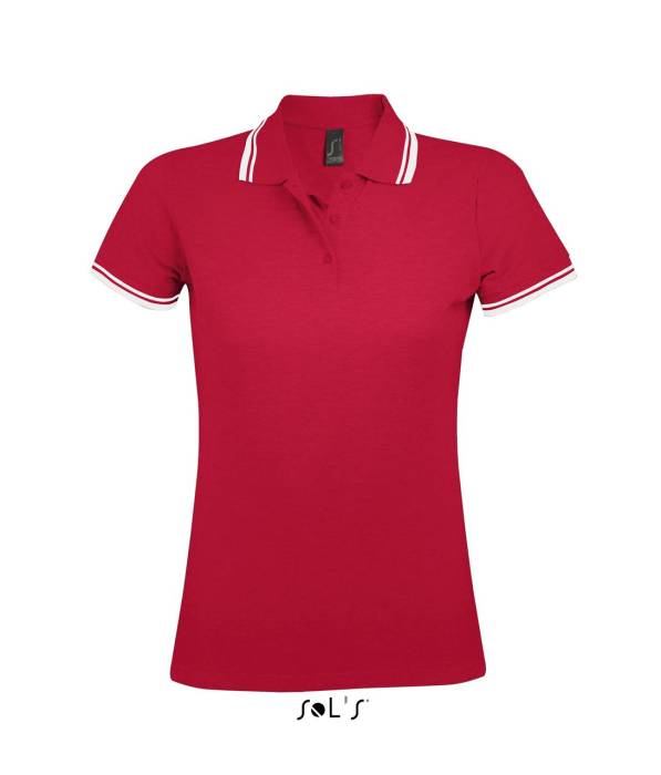 SOL`S PASADENA WOMEN - POLO SHIRT - Red/White, #BB0020/#FFFFFF<br><small>UT-so00578re/wh-s</small>