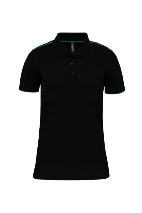 LADIES` SHORT-SLEEVED CONTRASTING DAYTODAY POLO SHIRT - Black/Silver, #000000/#AEA8A5<br><small>UT-wk271bl/si-xl</small>