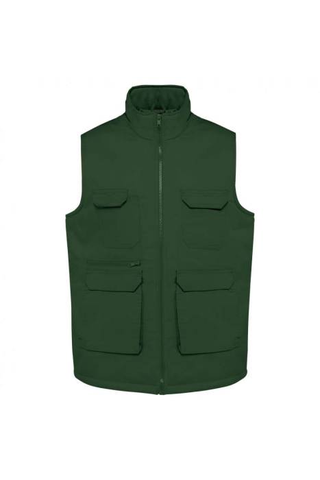 UNISEX PADDED MULTI-POCKET POLYCOTTON VEST - Forest Green, #214332<br><small>UT-wk607fo-3xl</small>