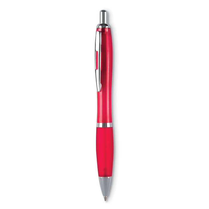 Riocolour feketén író nyomógombos toll - Áttetsző piros<br><small>MI-KC3314-25</small>