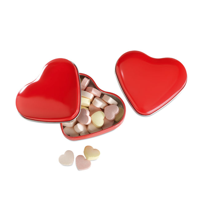 Lovemint cukorka szív alakú tartóban
