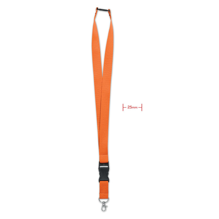 Wide lany nyakpánt fém kapoccsal 25 mm - narancssárga<br><small>MI-MO9661-10</small>