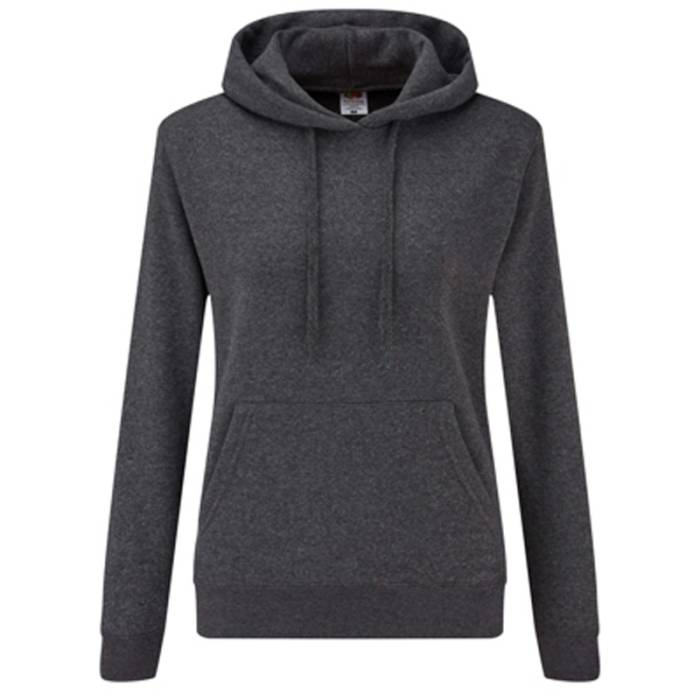 LADY-FIT HOODED SWEAT - Dark Heather Grey<br><small>EA-F816706</small>