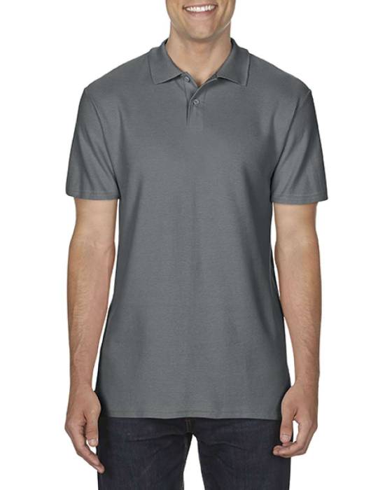 SOFTSTYLE® ADULT DOUBLE PIQUÉ POLO - Charcoal<br><small>EA-GI64800CH-L</small>