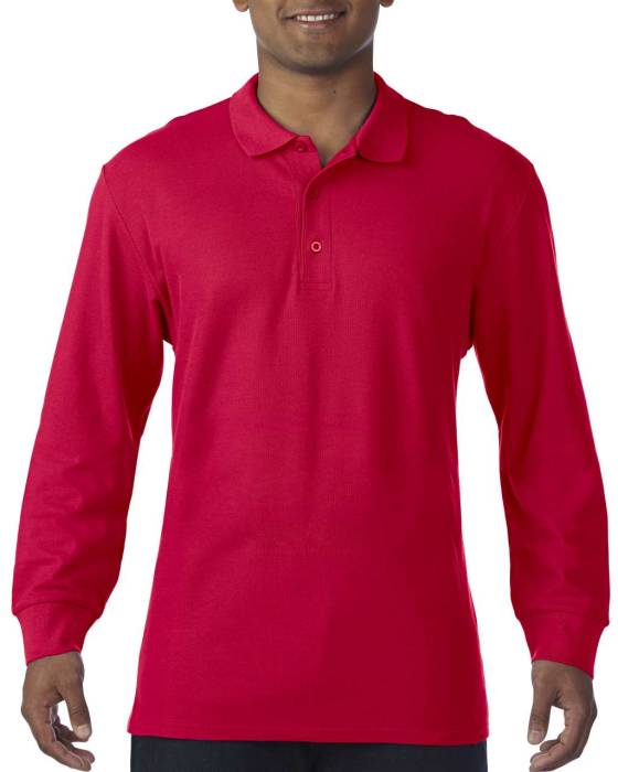 PREMIUM COTTON® ADULT LONG SLEEVE DOUBLE PIQUÉ POL - Red<br><small>EA-GI85900RE-2XL</small>