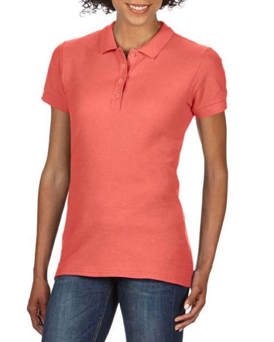 SOFTSTYLE® LADIES` DOUBLE PIQUÉ POLO - Bright Salmon<br><small>EA-GIL64800BSL-L</small>