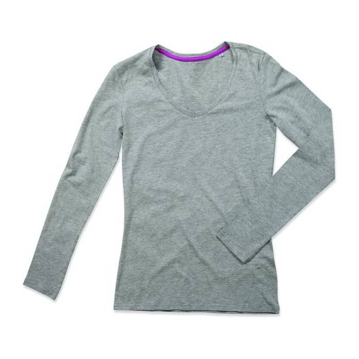 CLAIRE V-NECK LS T-SHIRT - Grey Heather<br><small>EA-HS461506</small>