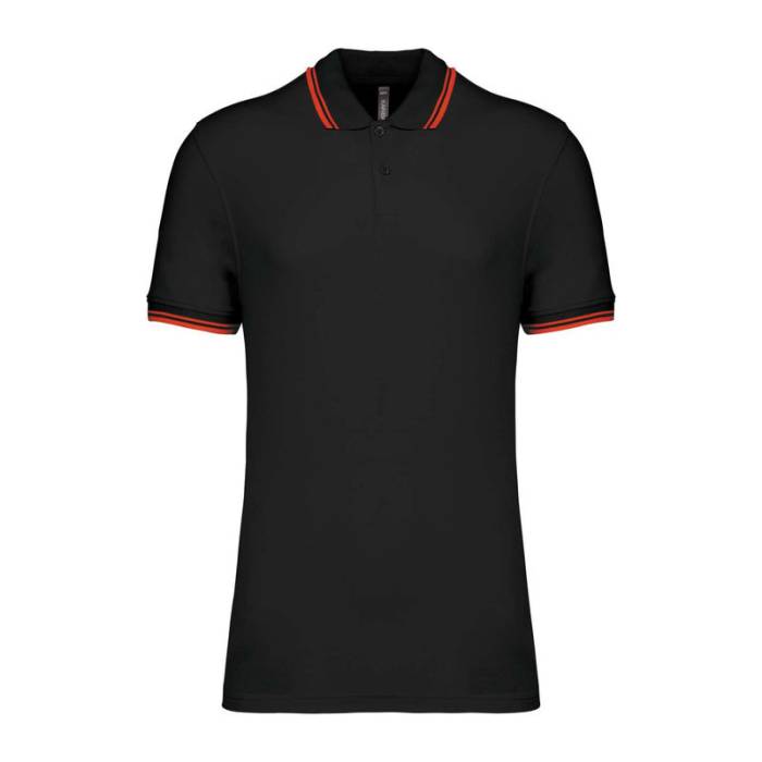 Men`S 2 Striped Short Sleeved Poloshirt - Black/Red<br><small>EA-KA272BL-RE-2XL</small>