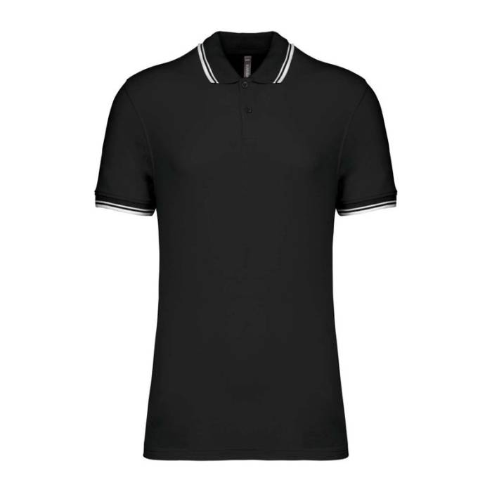 Men`S 2 Striped Short Sleeved Poloshirt - Black/White<br><small>EA-KA272BL-WH-2XL</small>