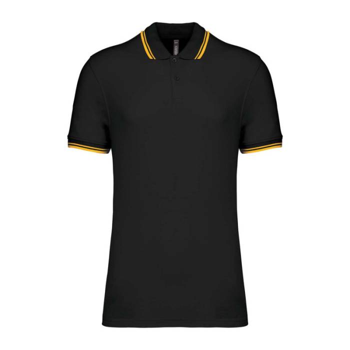 Men`S 2 Striped Short Sleeved Poloshirt - Black/Yellow<br><small>EA-KA272BL-YE-2XL</small>