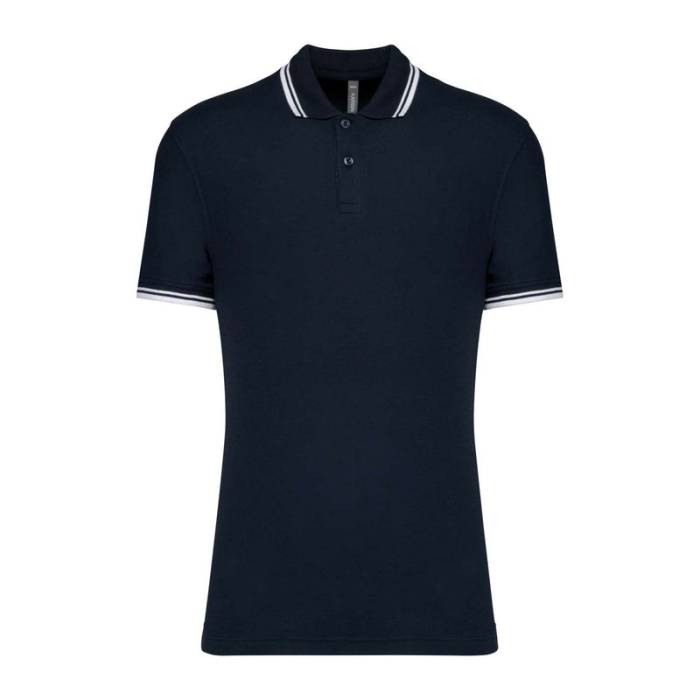 Men`S 2 Striped Short Sleeved Poloshirt - Navy/White<br><small>EA-KA272NV-WH-3XL</small>