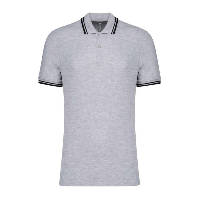 Men`S 2 Striped Short Sleeved Poloshirt - Black/Oxford Grey<br><small>EA-KA272OGR-BL-2XL</small>