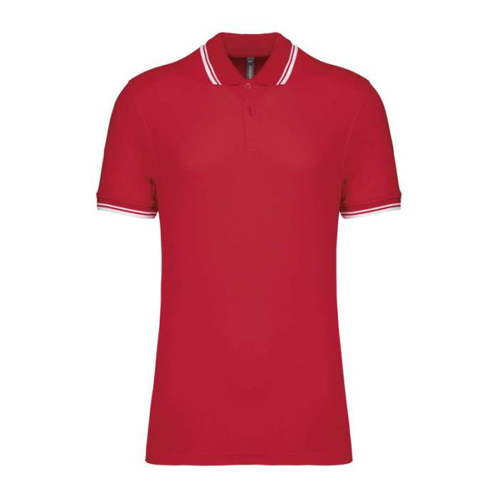 Men`S 2 Striped Short Sleeved Poloshirt - Red/White<br><small>EA-KA272RE-WH-2XL</small>