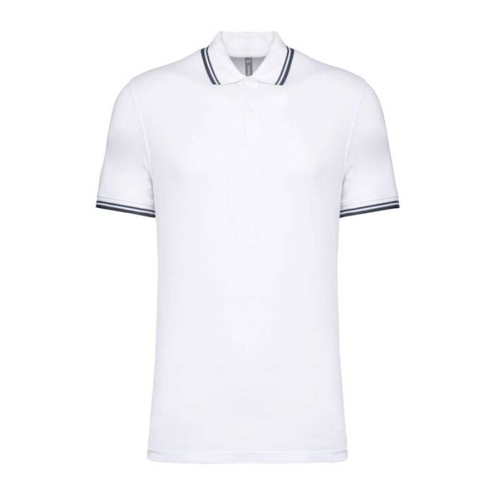 Men`S 2 Striped Short Sleeved Poloshirt - White/Navy<br><small>EA-KA272WH-NV-2XL</small>