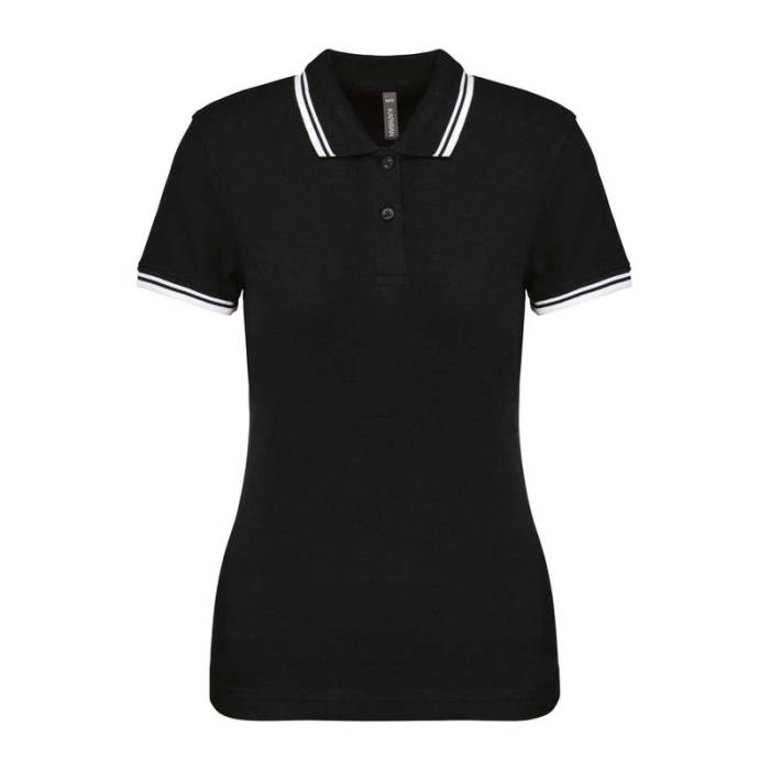 Ladie`S 2 Striped Short Sleeved Poloshirt - Black/White<br><small>EA-KA273BL-WH-2XL</small>