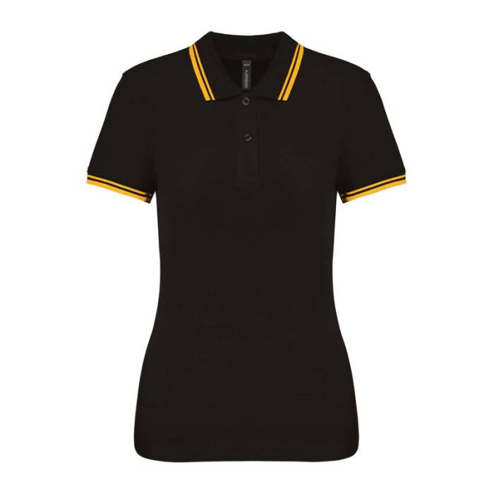 Ladie`S 2 Striped Short Sleeved Poloshirt - Black/Yellow<br><small>EA-KA273BL-YE-2XL</small>