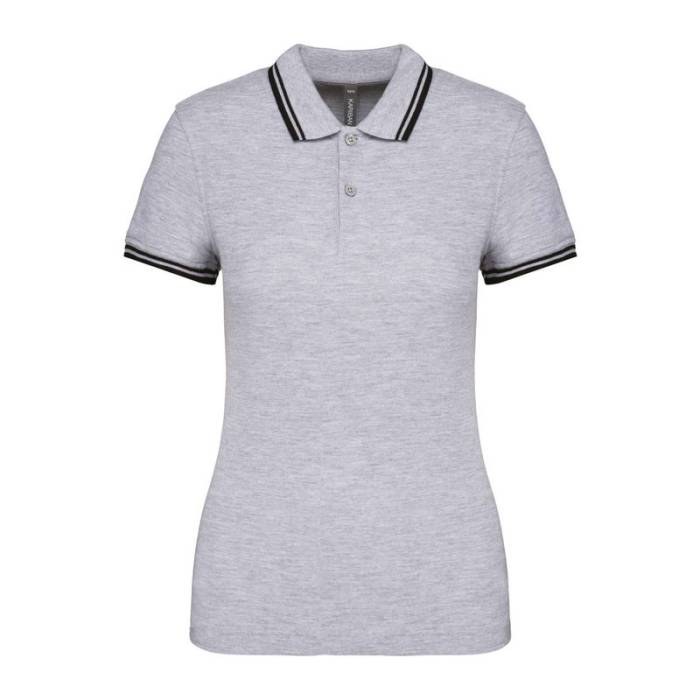 Ladie`S 2 Striped Short Sleeved Poloshirt - Black/Oxford Grey<br><small>EA-KA273OGR-BL-2XL</small>