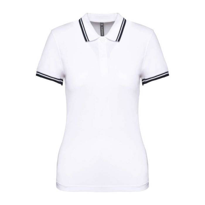 Ladie`S 2 Striped Short Sleeved Poloshirt - White/Navy<br><small>EA-KA273WH-NV-2XL</small>