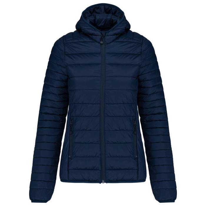 LADIES` LIGHTWEIGHT HOODED PADDED JACKET - Navy<br><small>EA-KA6111NV-S</small>
