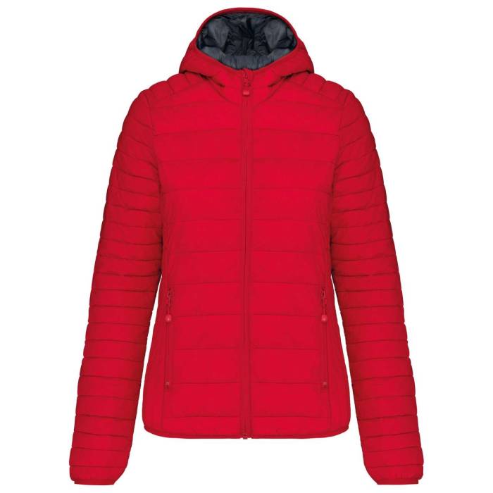 LADIES` LIGHTWEIGHT HOODED PADDED JACKET - Red<br><small>EA-KA6111RE-S</small>