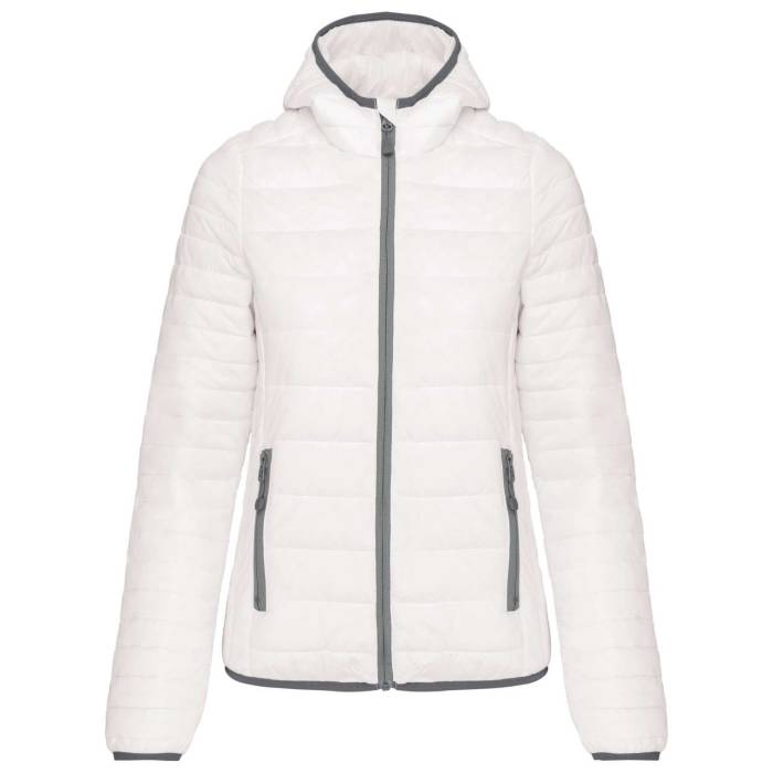 LADIES` LIGHTWEIGHT HOODED PADDED JACKET - White<br><small>EA-KA6111WH-2XL</small>