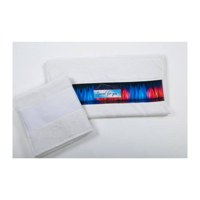 OLIMA TOWEL WITH SUBLIMATION BORDURE - White<br><small>EA-OLS400WH-50X100</small>