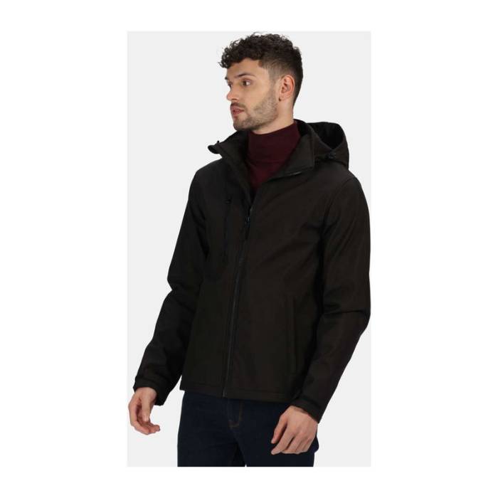 Venturer 3 Layer Hooded Printable Softshell Jacket - Black/Black<br><small>EA-RETRA701BL/BL-2XL</small>