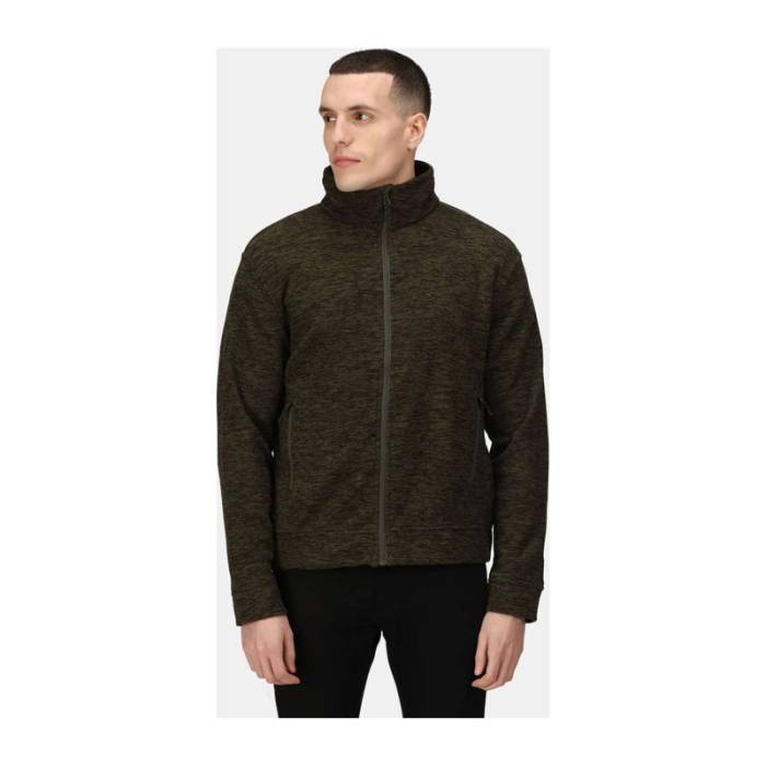 Thornly Men - Full Zip Marl Fleece - Dark Khaki Marl<br><small>EA-RETRF603DKM-M</small>