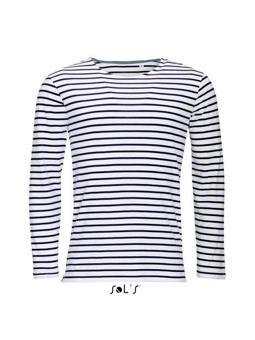 SOL`S MARINE MEN - HOSSZÚ UJJÚ CSÍKOS PÓLÓ - White/Navy<br><small>EA-SO01402WH/NV-2XL</small>