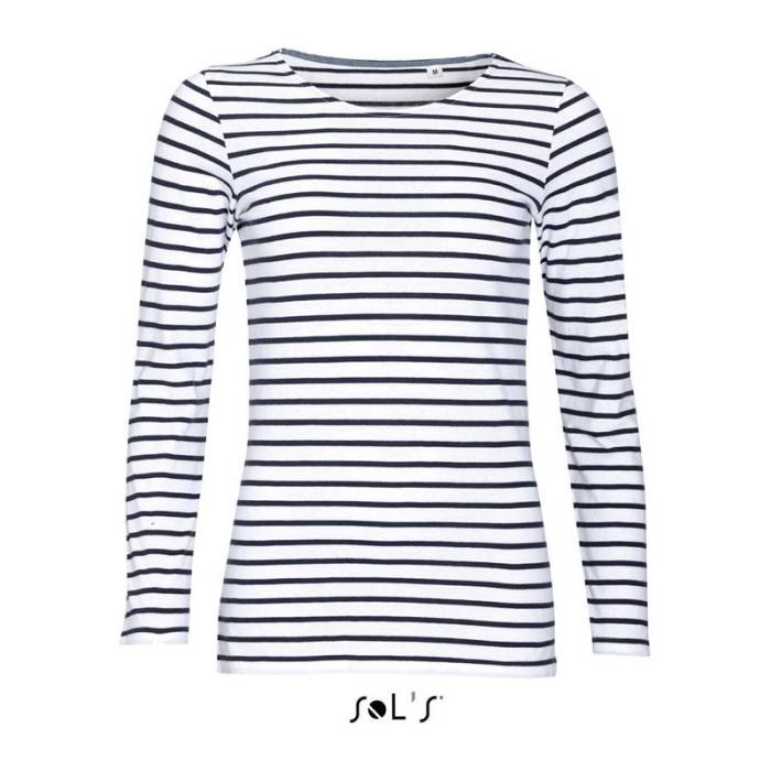 SOL`S MARINE WOMEN - HOSSZÚ UJJÚ CSÍKOS PÓLÓ - White/Navy<br><small>EA-SO01403WH/NV-2XL</small>