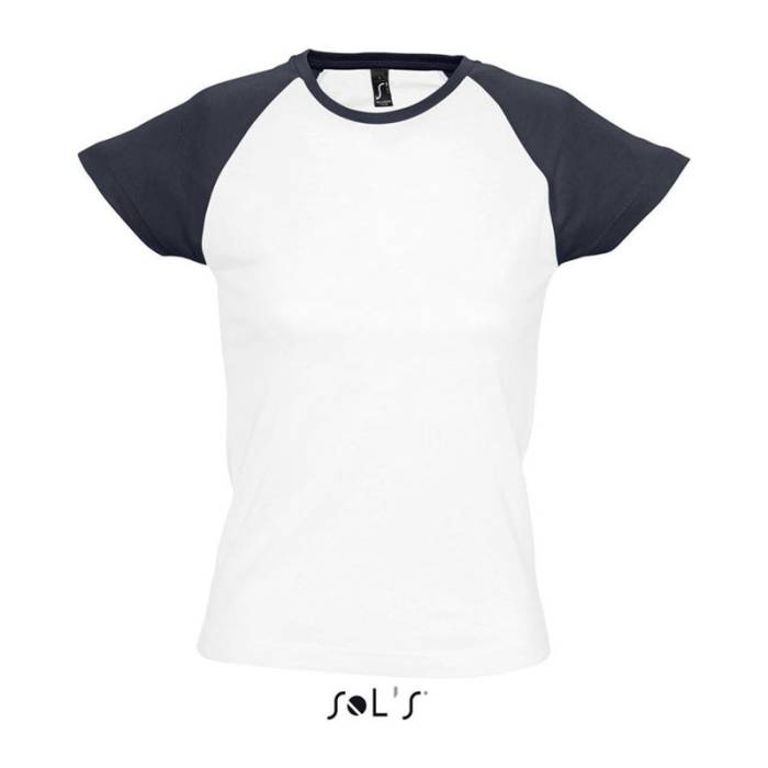 SOL`S MILKY - NŐI 2 SZÍNŰ RAGLÁN UJJÚ PÓLÓ - White/Navy<br><small>EA-SO11195WH/NV-2XL</small>