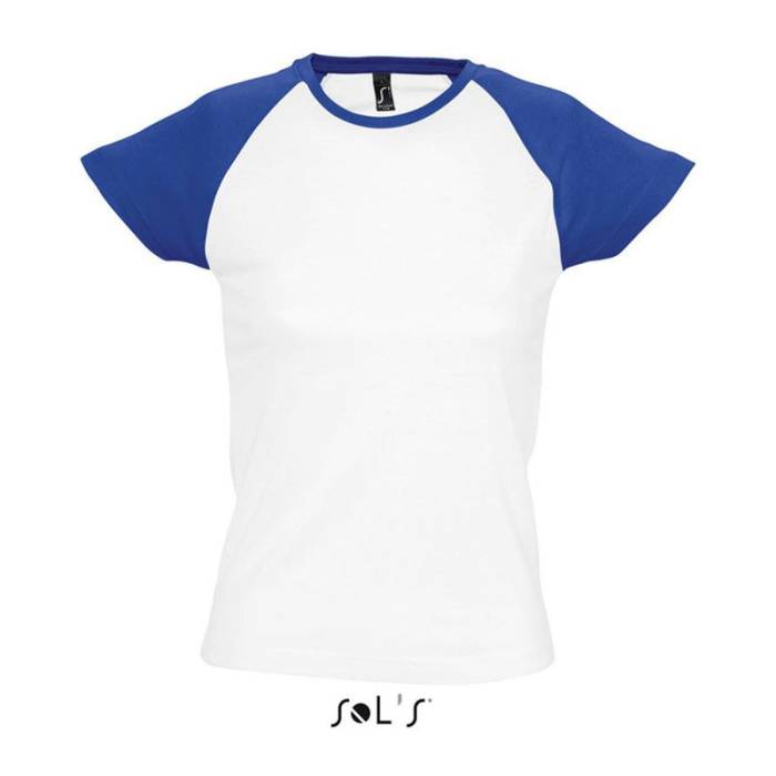 SOL`S MILKY - NŐI 2 SZÍNŰ RAGLÁN UJJÚ PÓLÓ - White/Royal Blue<br><small>EA-SO11195WH/RO-2XL</small>