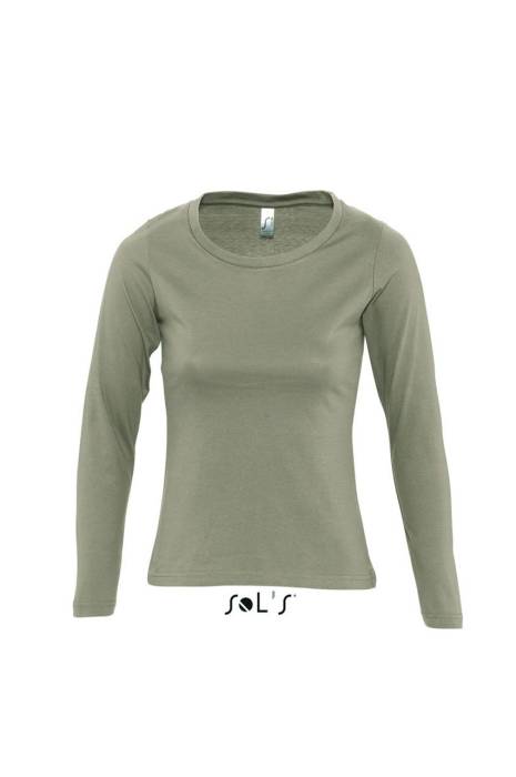 SOL`S MAJESTIC - NŐI KÖRNYAKÚ HOSSZÚ UJJÚ PÓLÓ - Khaki<br><small>EA-SO11425KH-2XL</small>