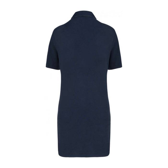 LADIES’ SHORT-SLEEVED LONGLINE POLO SHIRT - Navy/Oxford Grey<br><small>EA-WK209NV/OXG-2XL</small>