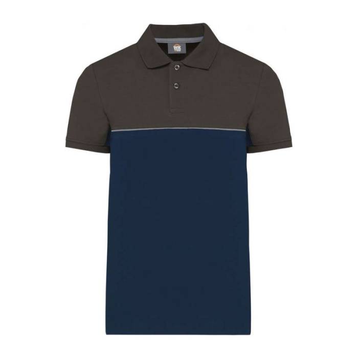 UNISEX ECO-FRIENDLY TWO-TONE SHORT SLEEVE POLO SHI - Navy/Dark Grey<br><small>EA-WK210NV/DG-2XL</small>