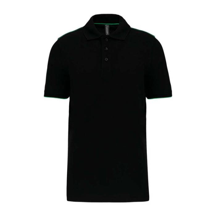 MEN`S SHORT-SLEEVED CONTRASTING DAYTODAY POLO SHIR - Black/Kelly Green<br><small>EA-WK270BL/KL-2XL</small>