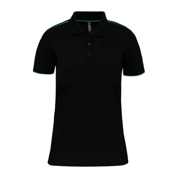 LADIES` SHORT-SLEEVED CONTRASTING DAYTODAY POLO SH - Black/Kelly Green<br><small>EA-WK271BL/KL-2XL</small>