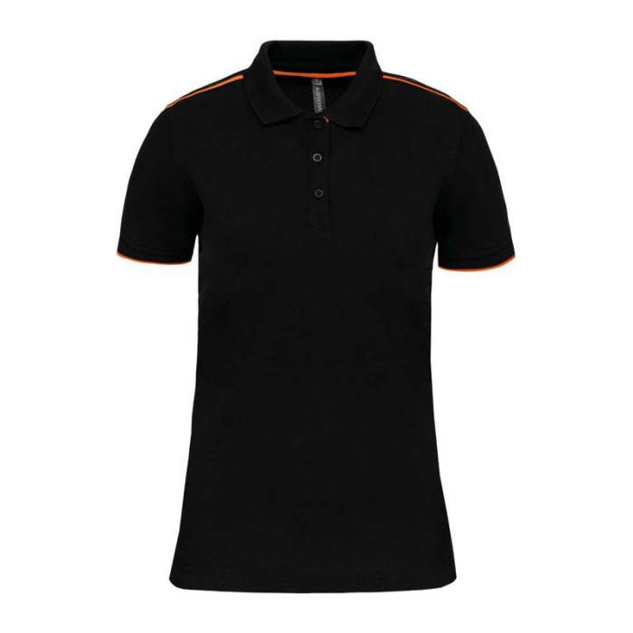 LADIES` SHORT-SLEEVED CONTRASTING DAYTODAY POLO SH - Black/Orange<br><small>EA-WK271BL/OR-2XL</small>