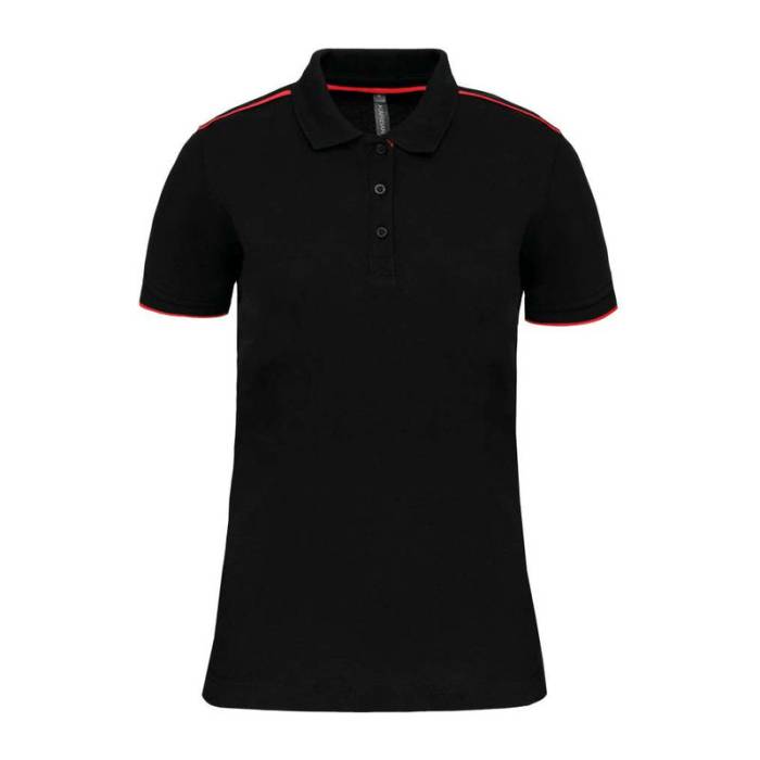 LADIES` SHORT-SLEEVED CONTRASTING DAYTODAY POLO SH - Black/Red<br><small>EA-WK271BL/RE-2XL</small>