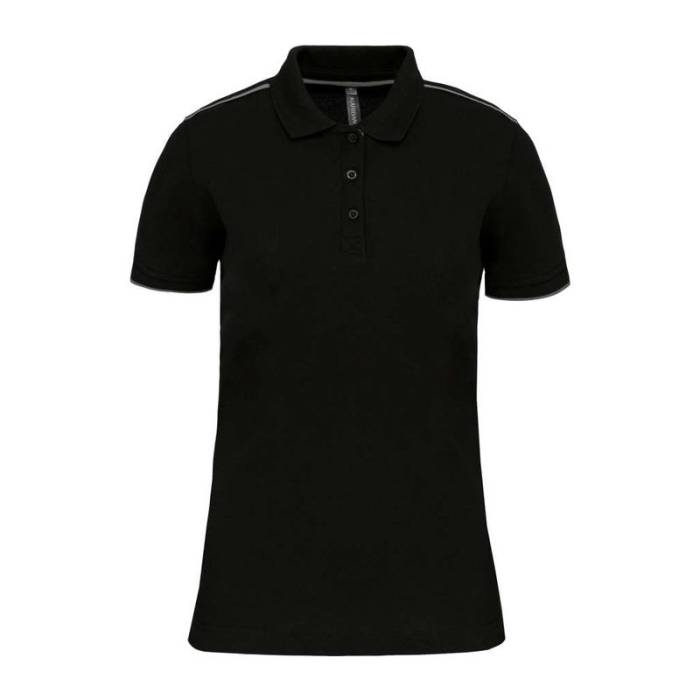 LADIES` SHORT-SLEEVED CONTRASTING DAYTODAY POLO SH - Black/Silver<br><small>EA-WK271BL/SI-2XL</small>