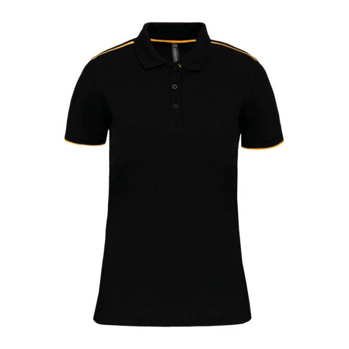 LADIES` SHORT-SLEEVED CONTRASTING DAYTODAY POLO SH - Black/Yellow<br><small>EA-WK271BL/YE-2XL</small>