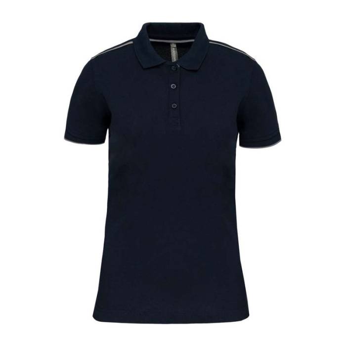 LADIES` SHORT-SLEEVED CONTRASTING DAYTODAY POLO SH - Navy/Silver<br><small>EA-WK271NV/SI-2XL</small>